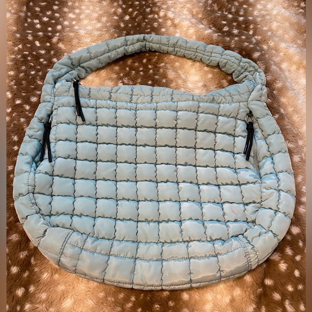 NWOT Free People FP Movement Quilted Carryall Tote Bag - Blue Ground